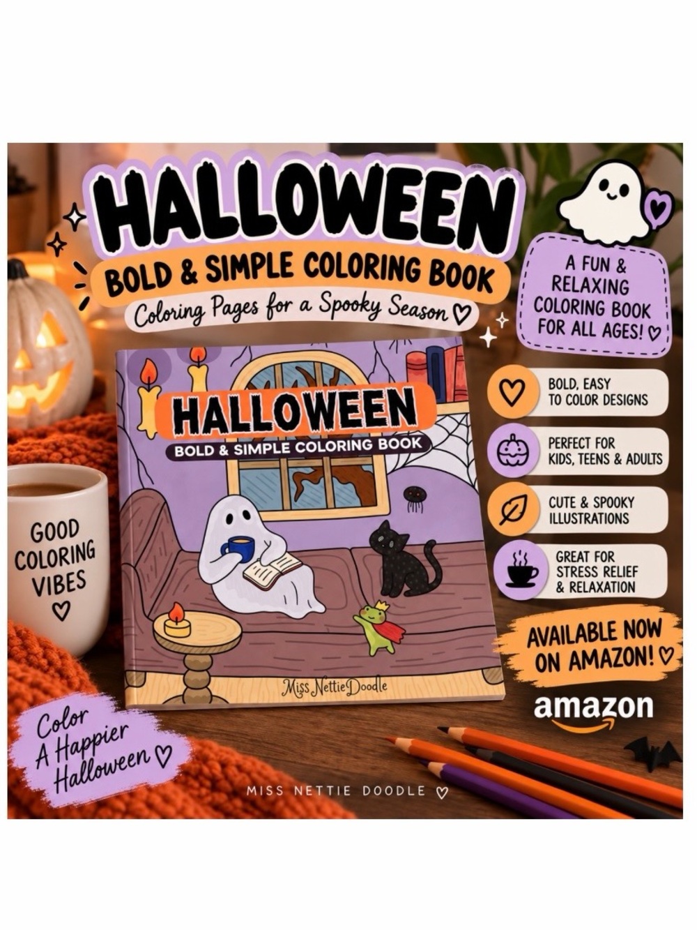 Halloween Bold & Simple Coloring Book